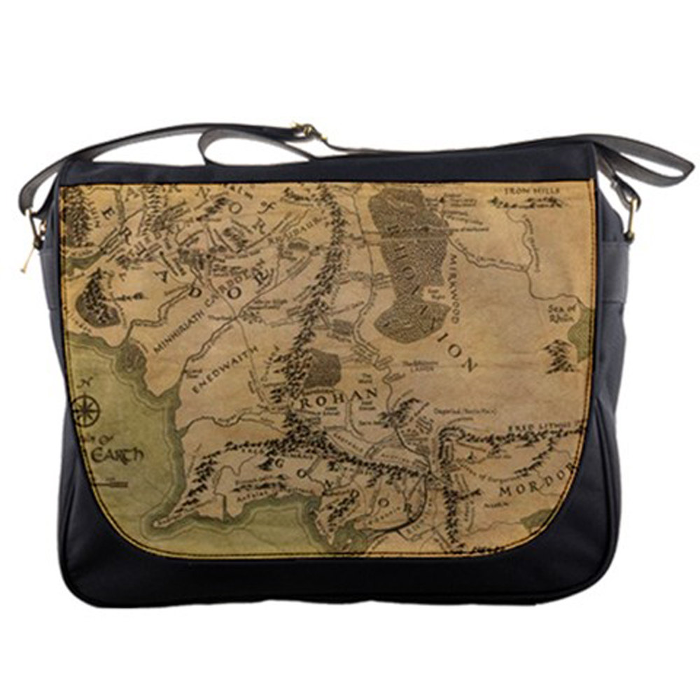 Map Of Middle Earth Realm Lord Of The Rings 14" Messenger Laptop Notebook Tablet Computer School Sling Shoulder Bag Handbag Tote